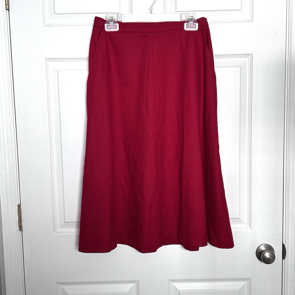 VTG Koret Petites A-line Women's Skirt Red Size 14 Wool Classic 90s Romantic